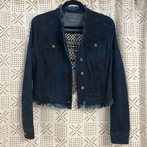 ELIE TAHARI Denim Jacket with Lace Back
